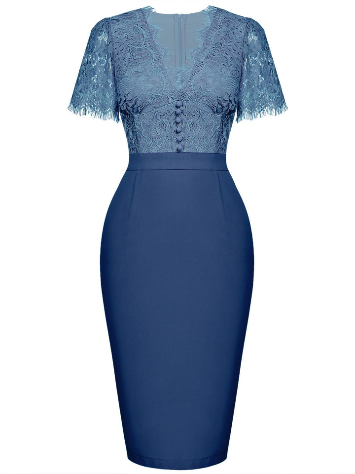 1960s Lace Button Solid Pencil Dress: timeless style reimagined