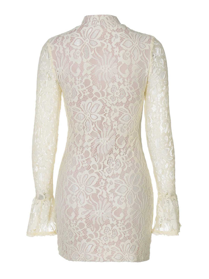 1960s Lace Cutout Bell Sleeves Bodycon Dress - vintage dress, retro fashion