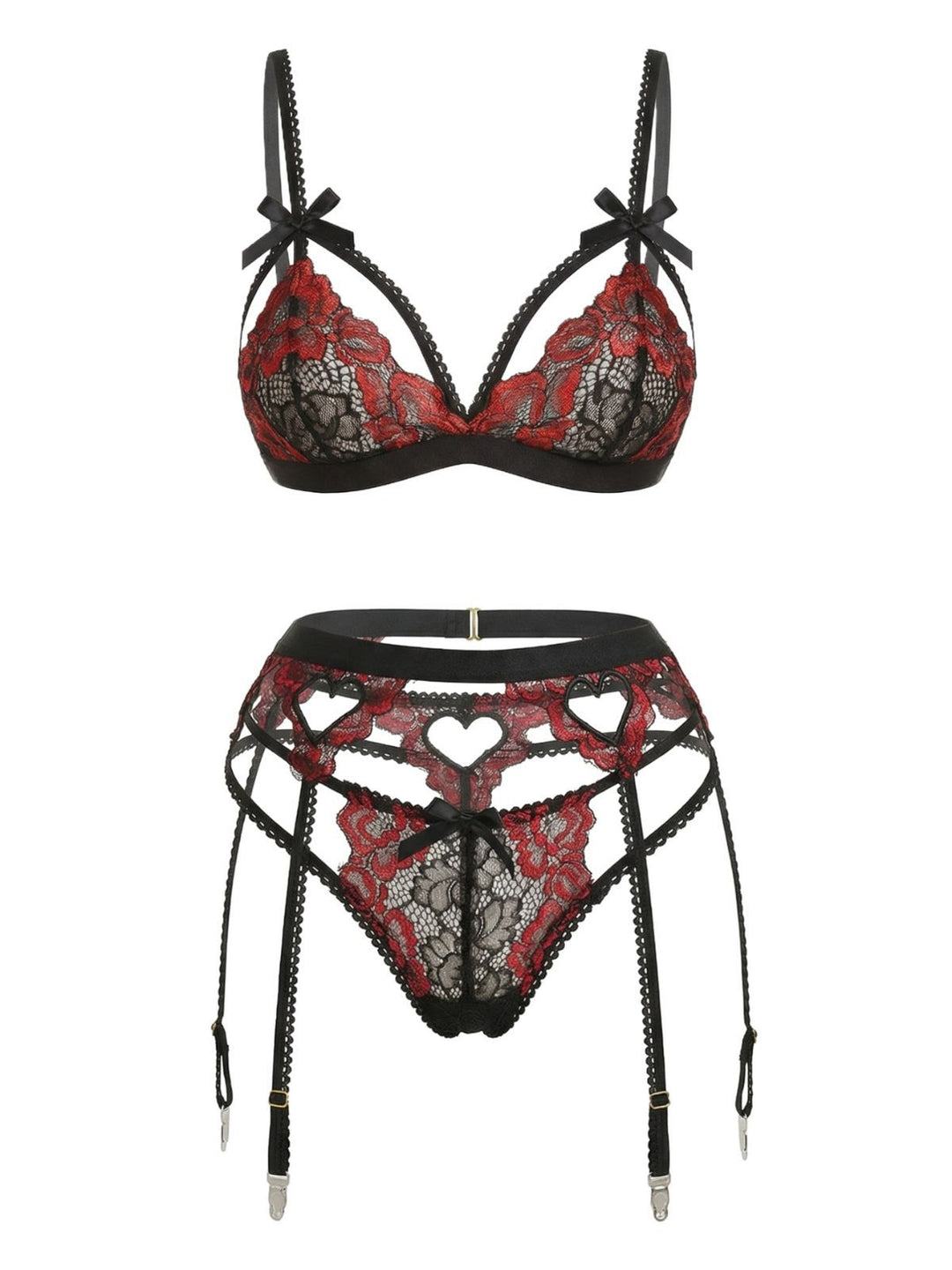 Lace Heart Design Lingerie Set - vintage fashion, retro style