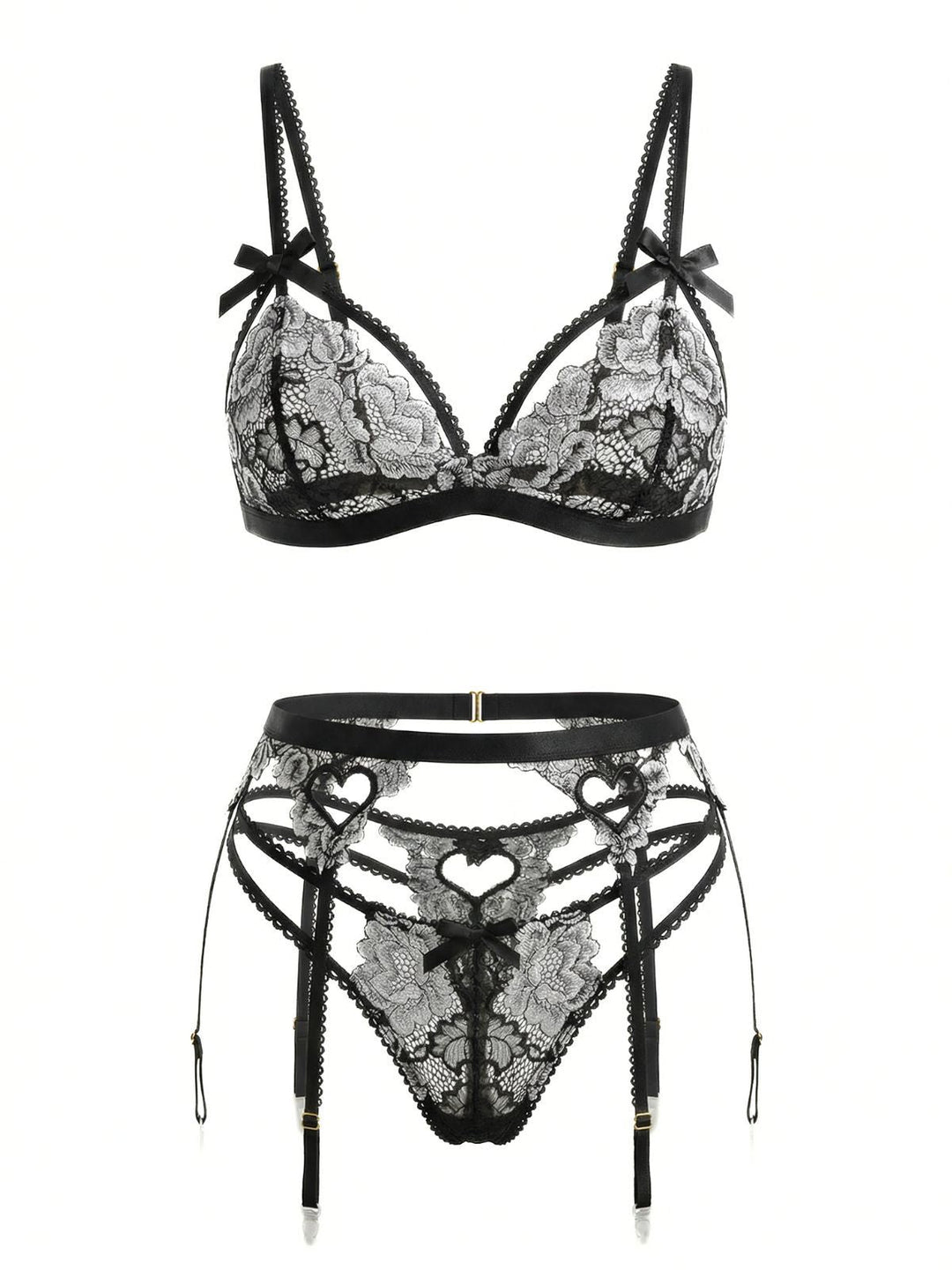 Lace Heart Design Lingerie Set - vintage fashion, retro style