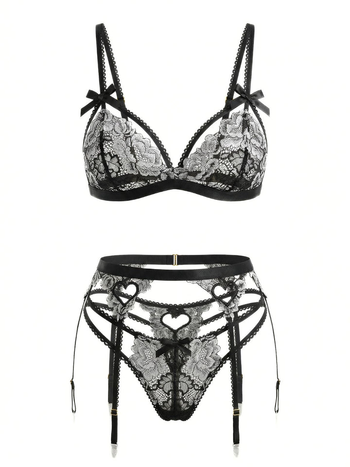 Lace Heart Design Lingerie Set - vintage fashion, retro style