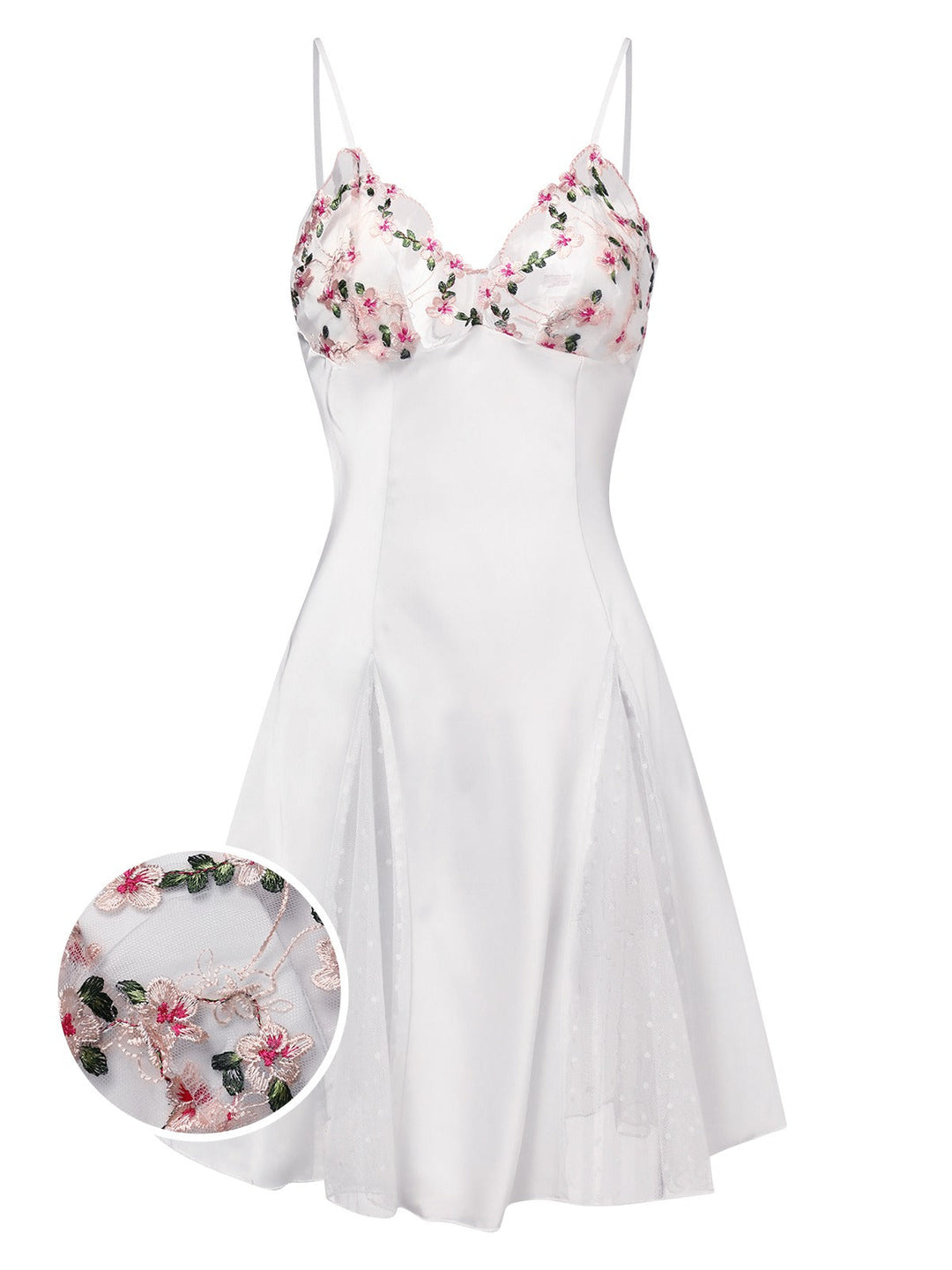 Lace Spaghetti Straps Satin Nightgown: where romance meets her modern spirit