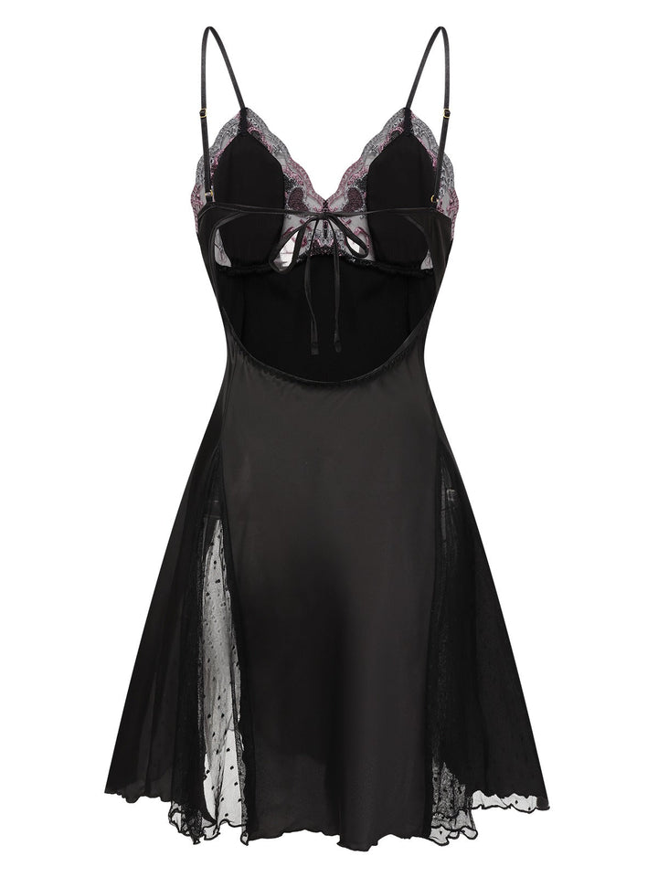 Lace Spaghetti Straps Satin Nightgown, vintage fashion, retro style - perfect for women who love vintage and retro fashion