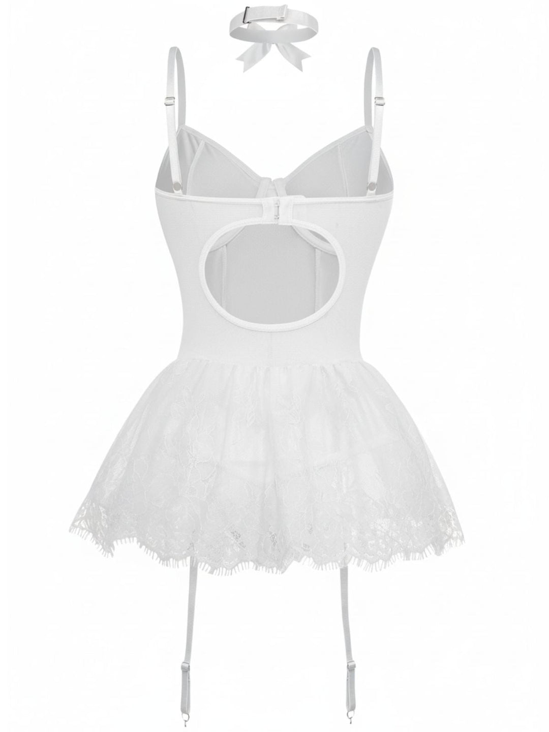 Lace Trimmed Corset Bodysuit Set - vintage fashion, retro style