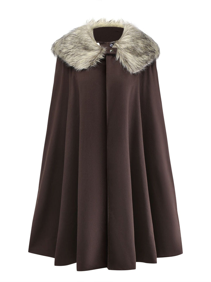 1960s Lapel Faux Fur Collar Cloak Coat - vintage fashion, style
