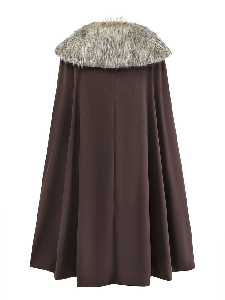 1960s Lapel Faux Fur Collar Cloak Coat - vintage fashion, style