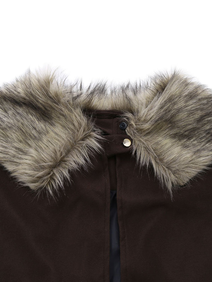 1960s Lapel Faux Fur Collar Cloak Coat - vintage fashion, style