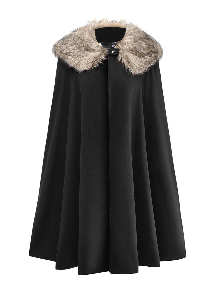 1960s Lapel Faux Fur Collar Cloak Coat - vintage fashion, style
