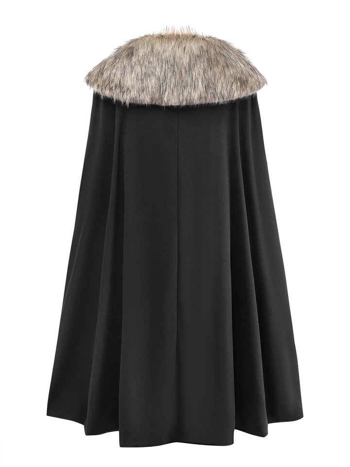 1960s Lapel Faux Fur Collar Cloak Coat - vintage fashion, style