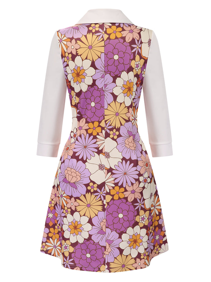 1960s Lapel Flowers Patchwork Dress — vintage elegance for the modern woman