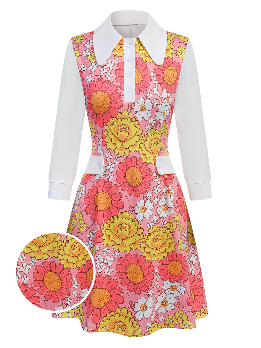 1960s Lapel Flowers Patchwork Dress | 1960s | vintage dress, retro fashion