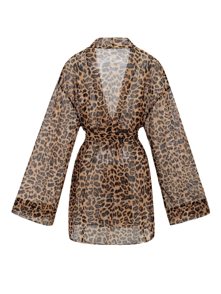 1960s Leopard Beach Lace-Up Cover-Up - vintage fashion, retro style