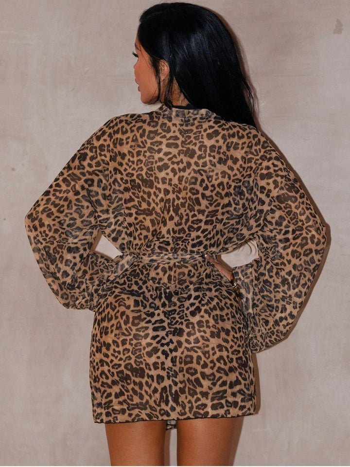 1960s Leopard Beach Lace-Up Cover-Up - vintage fashion, retro style