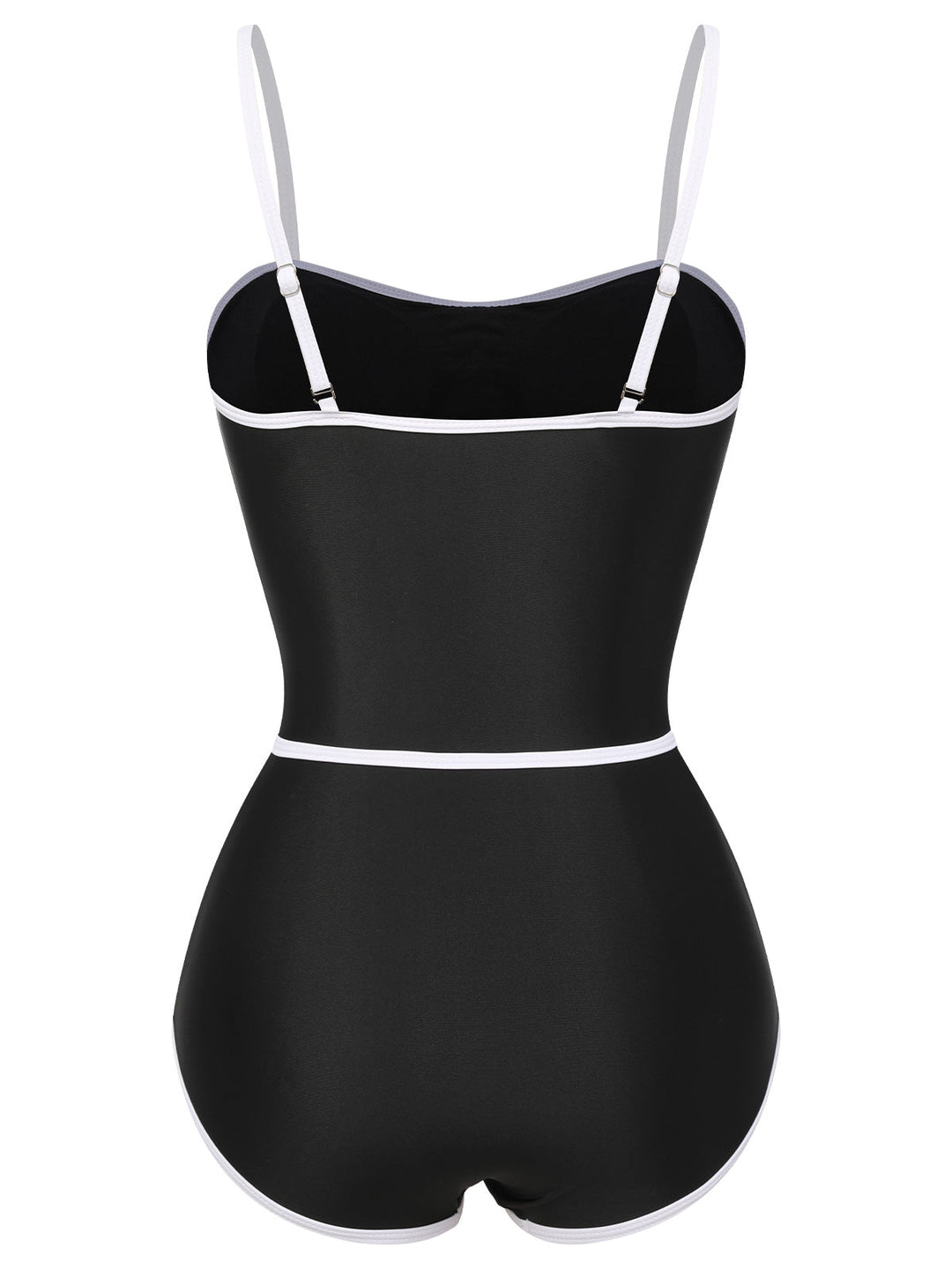 Black Lined Sling One-Piece Swimsuit, vintage swimsuit, swimwear - perfect for women who love vintage and retro fashion