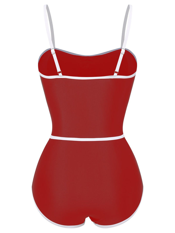 Black Lined Sling One-Piece Swimsuit, vintage swimsuit, swimwear - perfect for women who love vintage and retro fashion