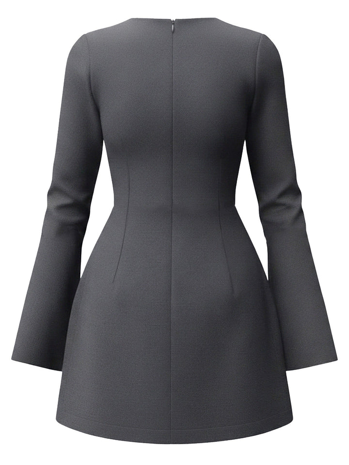 1960s Long Sleeve Faux Pockets Solid Dress - vintage dress, retro fashion