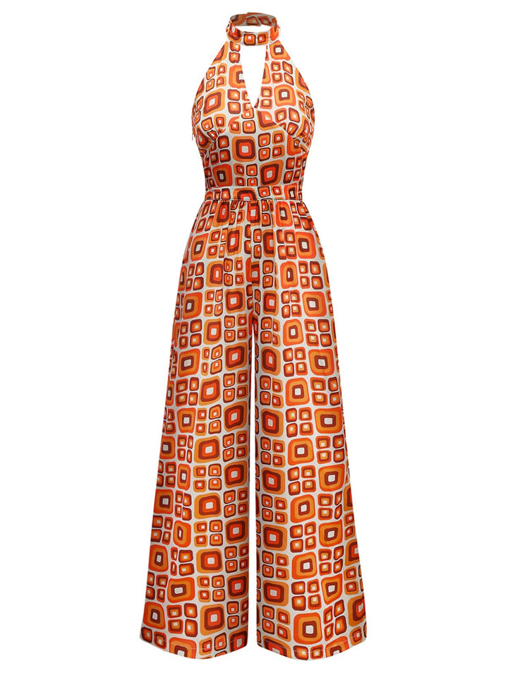 1960s Mandarin Collar Geometric Hippie Jumpsuit - vintage jumpsuit, retro fashion