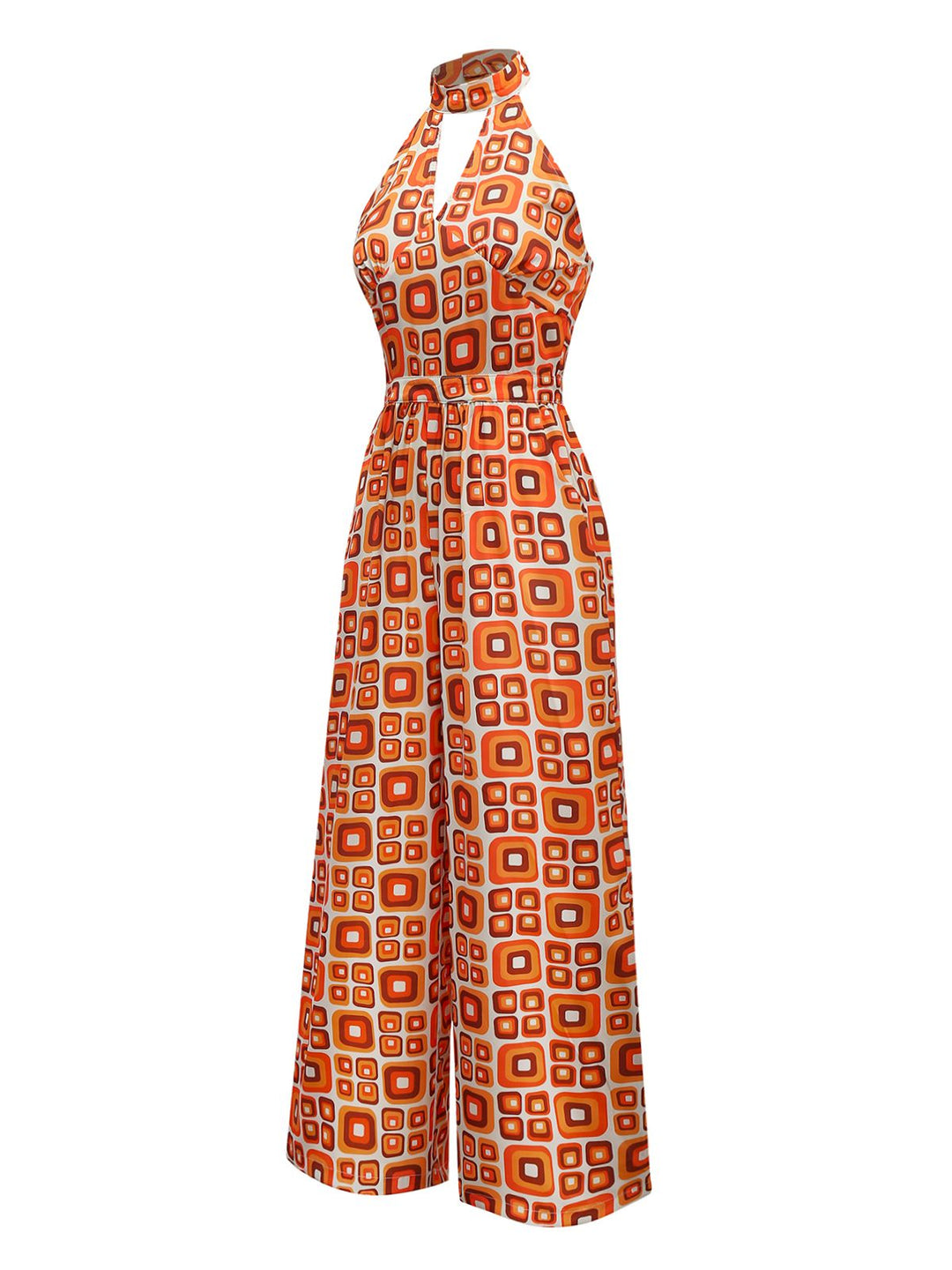 1960s Mandarin Collar Geometric Hippie Jumpsuit - vintage jumpsuit, retro fashion