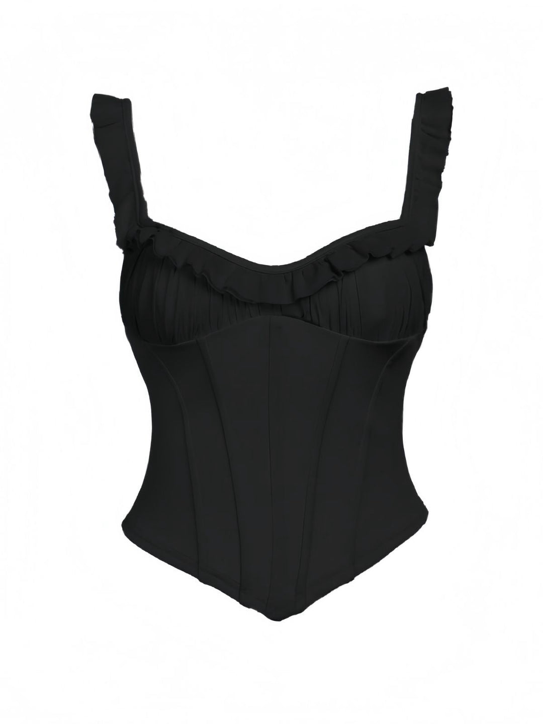 1960s Mesh Patchwork Ruffled Corset Camisole - vintage fashion, retro style