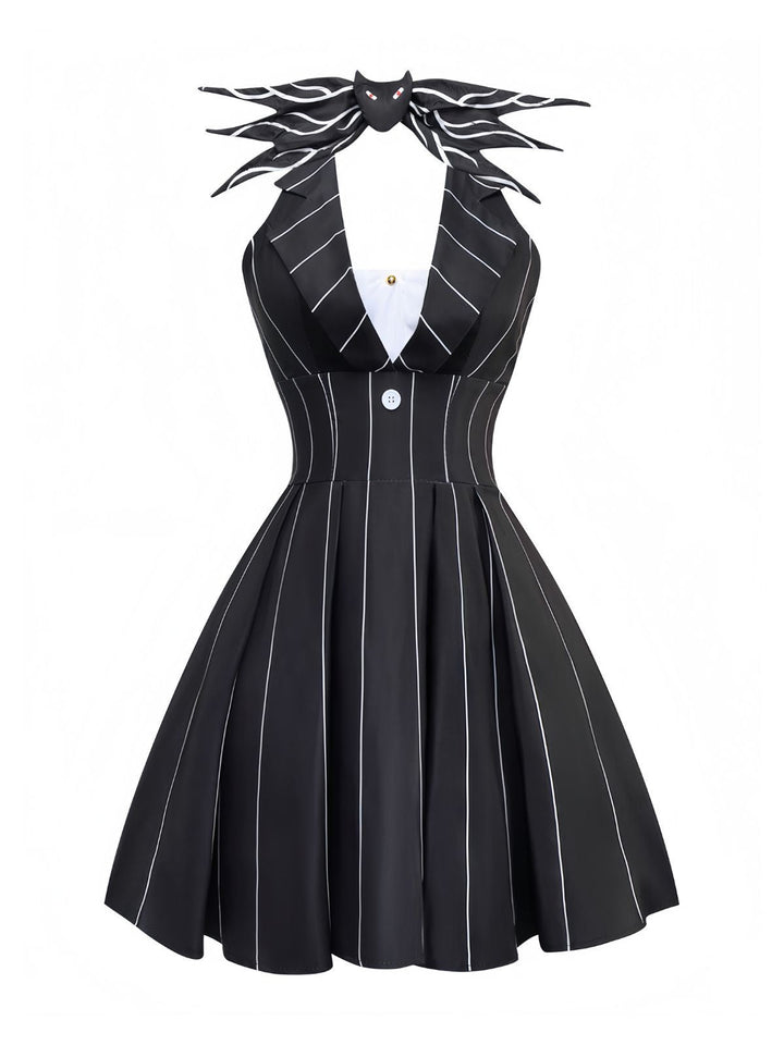 1960s Nightmare Before Christmas Bat Striped Dress - vintage dress, retro fashion