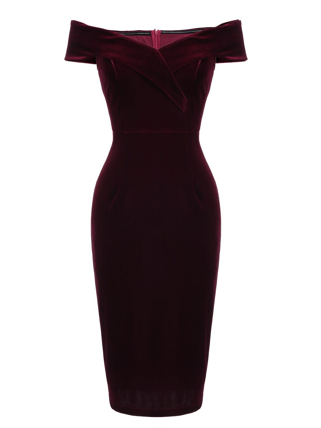 1960s Off Shoulder Velvet Bodycon Vintage Dress — vintage elegance for the modern woman