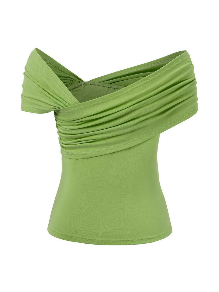 1960s Off-Shoulder 3D Solid Top - vintage fashion, retro style