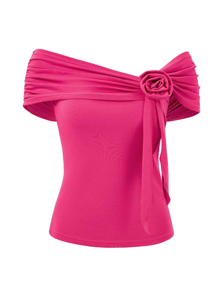 1960s Off-Shoulder 3D Solid Top - vintage fashion, retro style