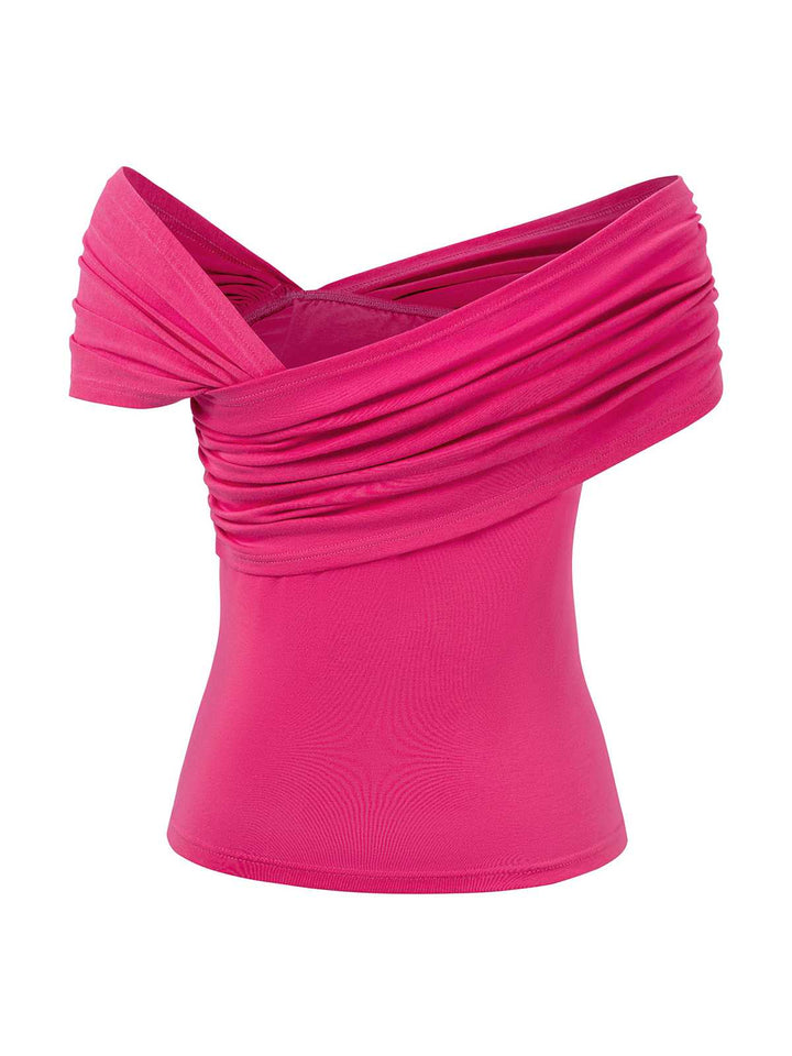 1960s Off-Shoulder 3D Solid Top - vintage fashion, retro style