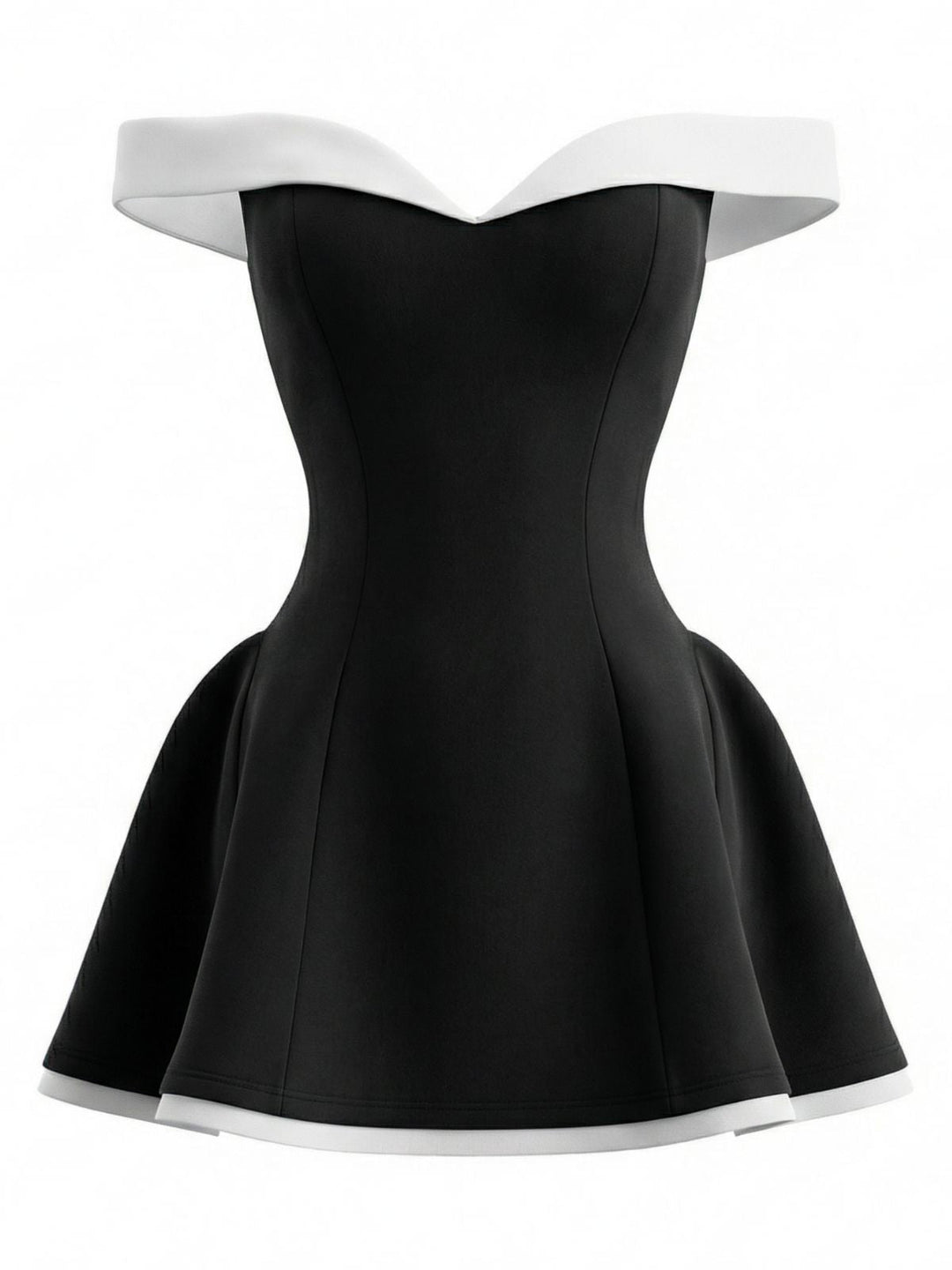 1960s Off-Shoulder Fit Solid Mini Dress - vintage dress, retro fashion