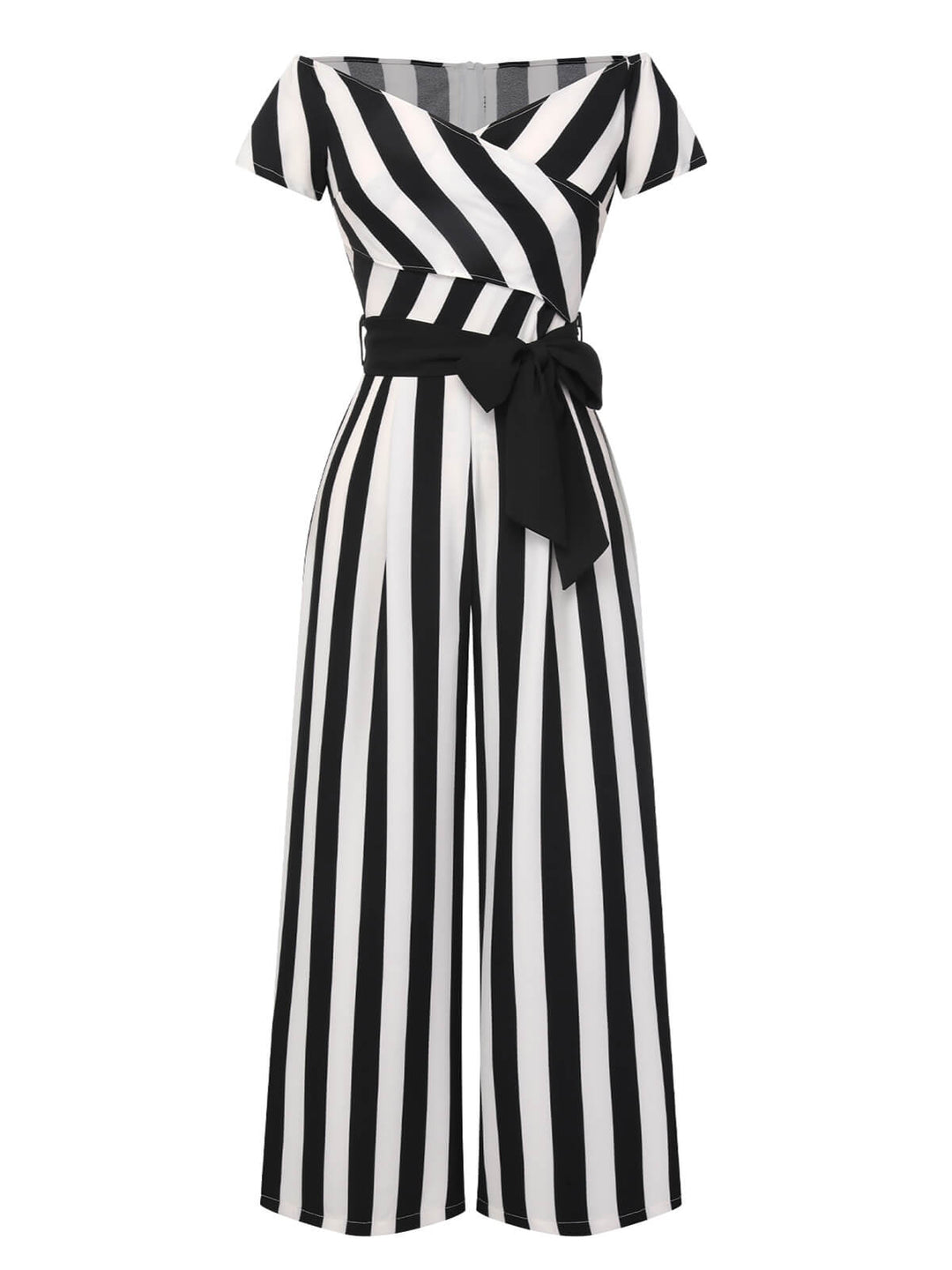 1960s Off-Shoulder Wide Stripe Jumpsuit, vintage romper, retro jumpsuit - perfect for women who love vintage and retro fashion