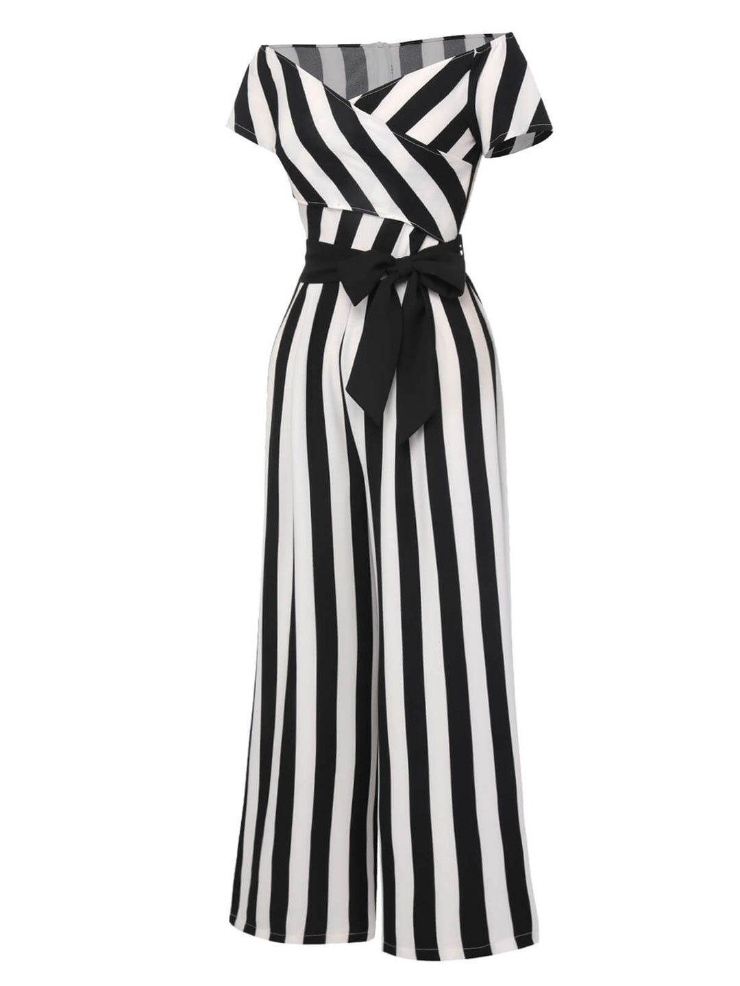 1960s Off-Shoulder Wide Stripe Jumpsuit, vintage romper, retro jumpsuit - perfect for women who love vintage and retro fashion