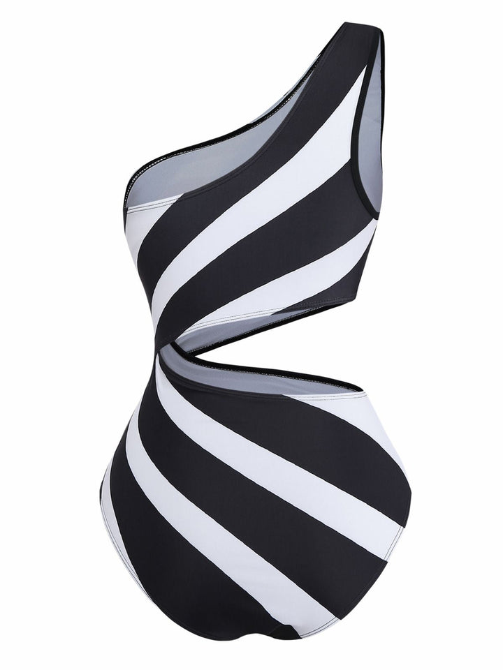 One-Shoulder-Zebra-Print-Cutout-One-Piece-Swimsuit, vintage, retro, swimwear