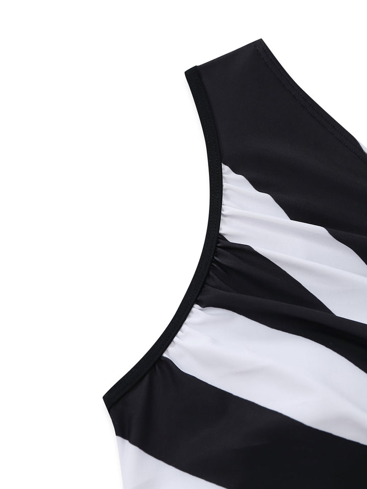 One-Shoulder-Zebra-Print-Cutout-One-Piece-Swimsuit, vintage, retro, swimwear