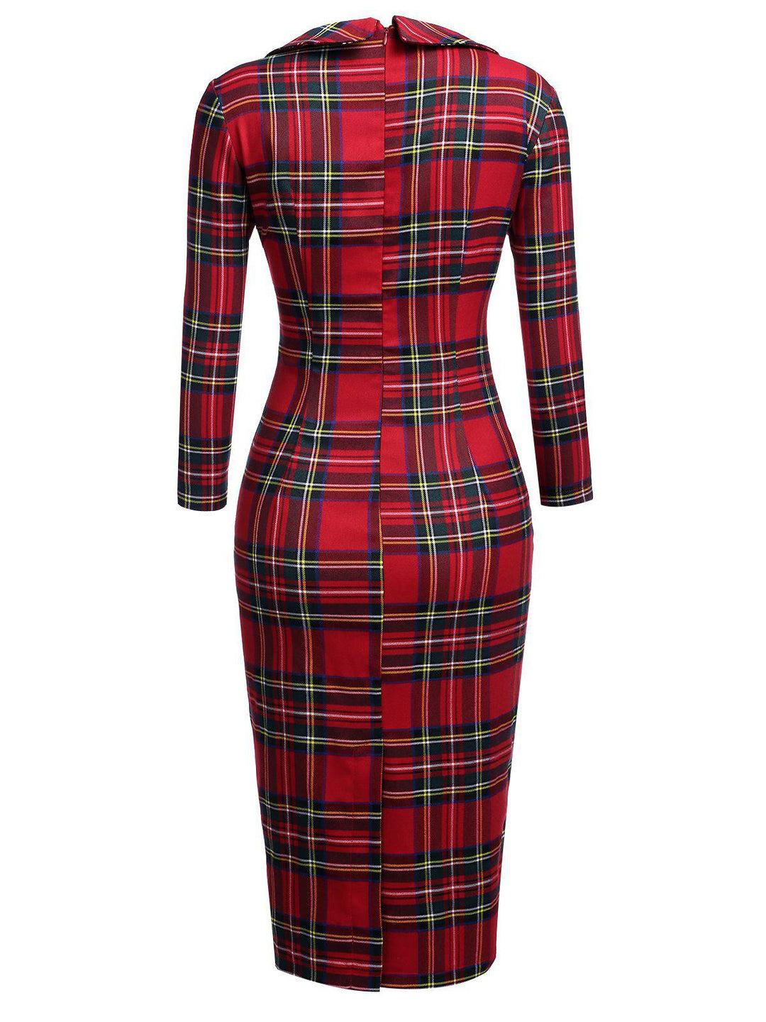 1960s Plaids Bodycon Dress, classic 1960s style elegant retro fashion - Image 3