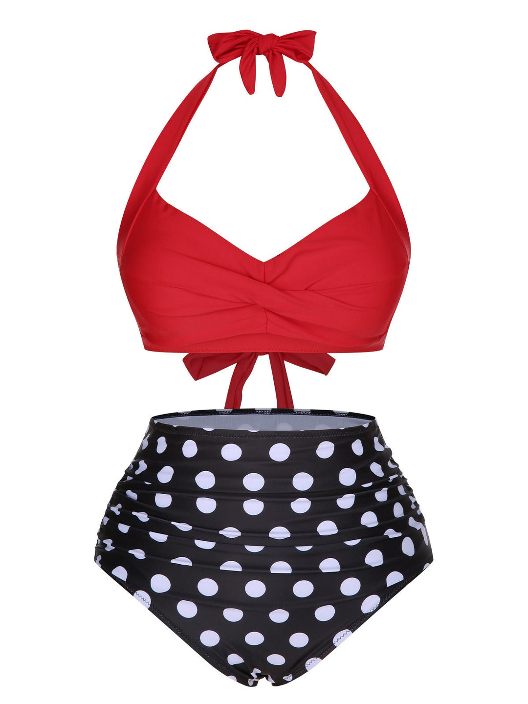 1960s Polka Dot Halter Back Strap Swimsuit, vintage swimsuit, pin-up swimwear - perfect for women who love vintage and retro fashion
