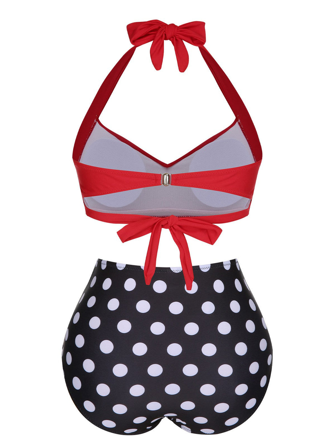 1960s Polka Dot Halter Back Strap Swimsuit, vintage swimsuit, pin-up swimwear - perfect for women who love vintage and retro fashion
