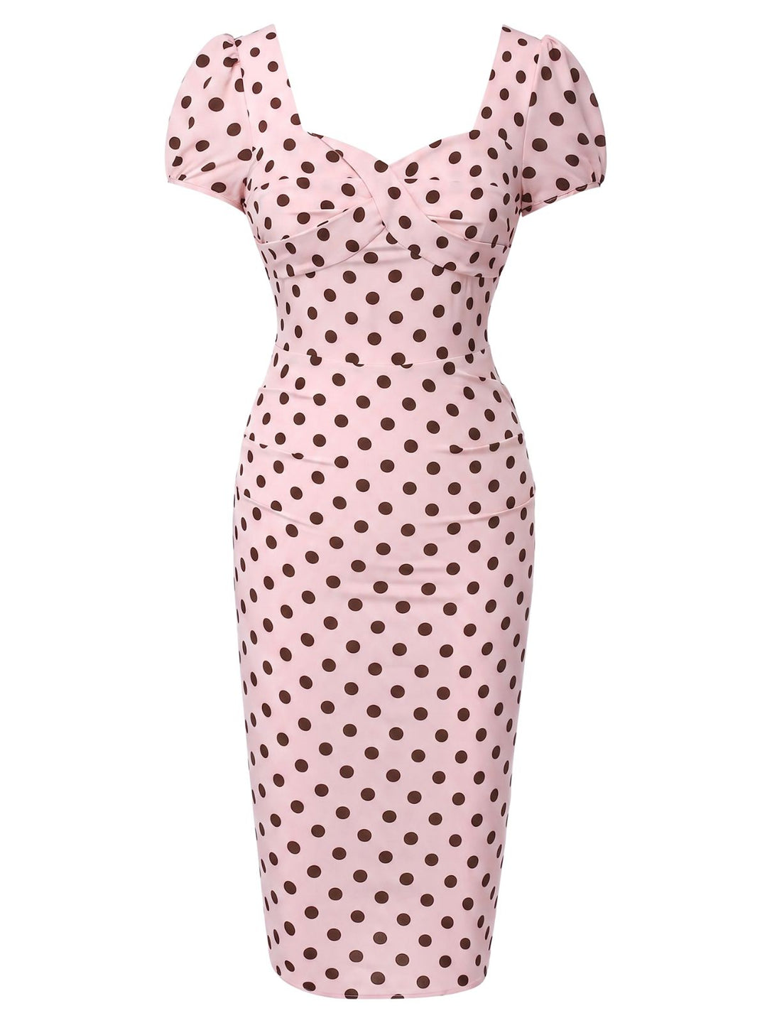 Beige 1960s Polka Dot Square Neck Puff Dress, vintage dress, retro fashion - perfect for women who love vintage and retro fashion