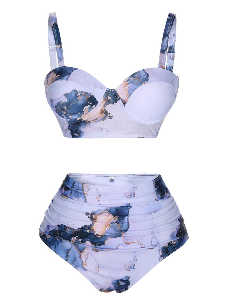 1960s Print Spaghetti Strap Swimsuit — 1960s poolside glamour meets sun-drenched confidence