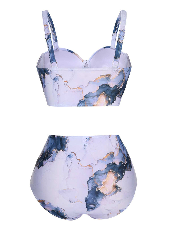 1960s Print Spaghetti Strap Swimsuit: 1960s Riviera elegance, reimagined for her
