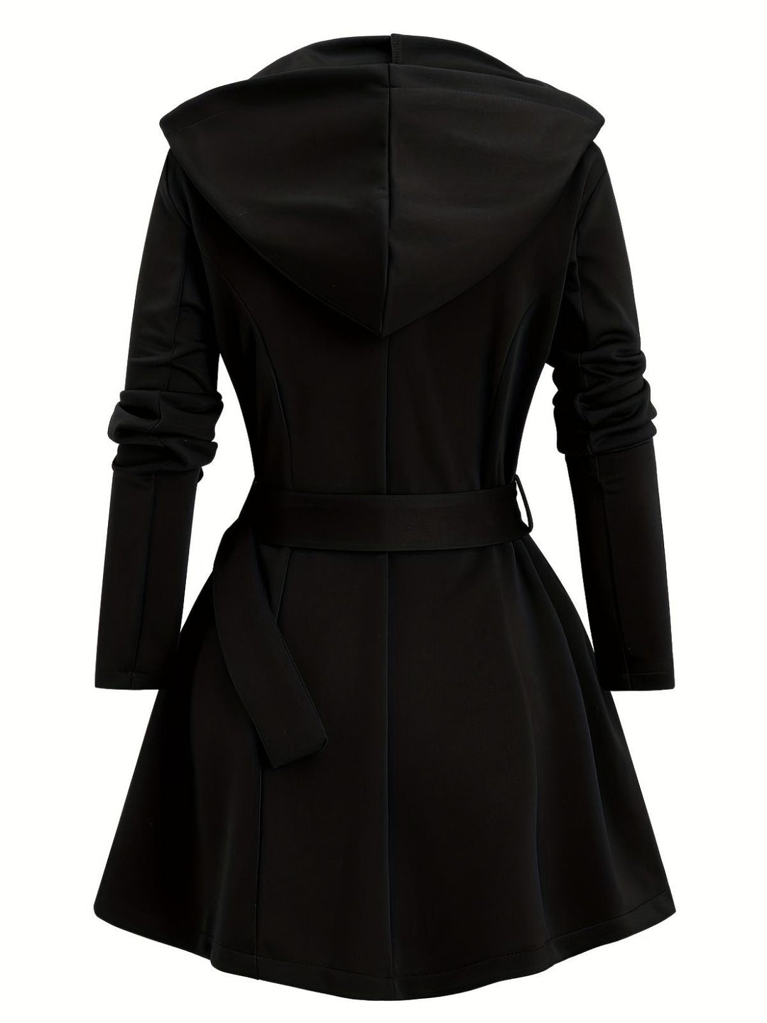 1960s Punk Hooded Zipper Belted Midi Jacket - vintage fashion, retro style