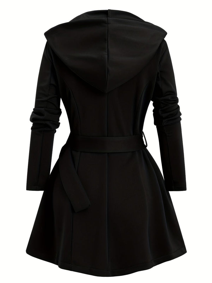 1960s Punk Hooded Zipper Belted Midi Jacket - vintage fashion, retro style
