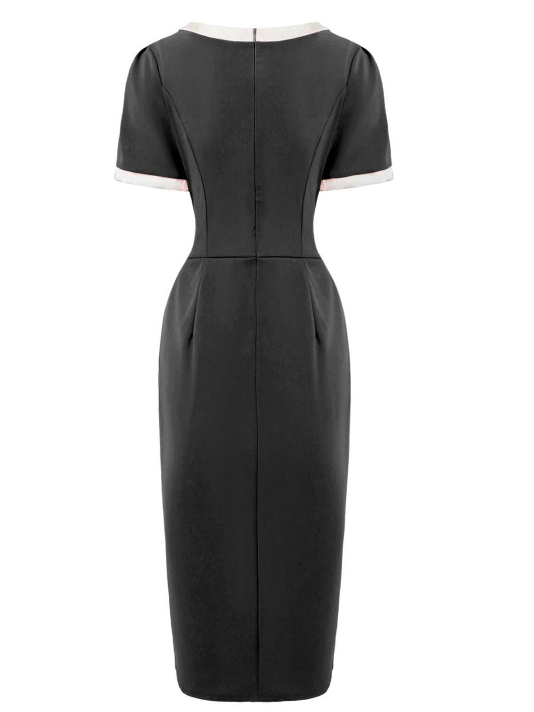 1960s Round Neck Colorblock Bow Bodycon Dress - vintage dress, retro fashion
