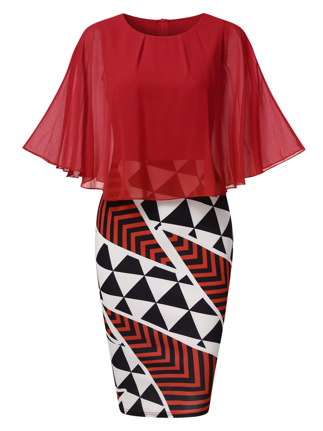 She slips into this 1960s Round Neck Mesh Cape Dress and suddenly it&