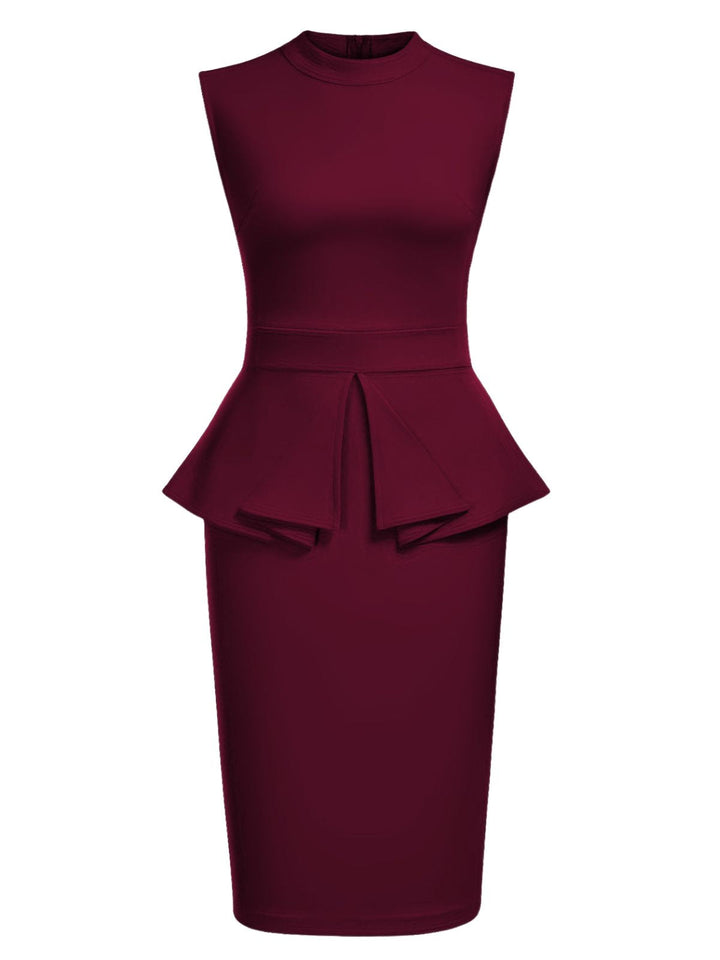 She slips into this 1960s Round Neck Patchwork Wrap Sleeveless Dress and suddenly it&