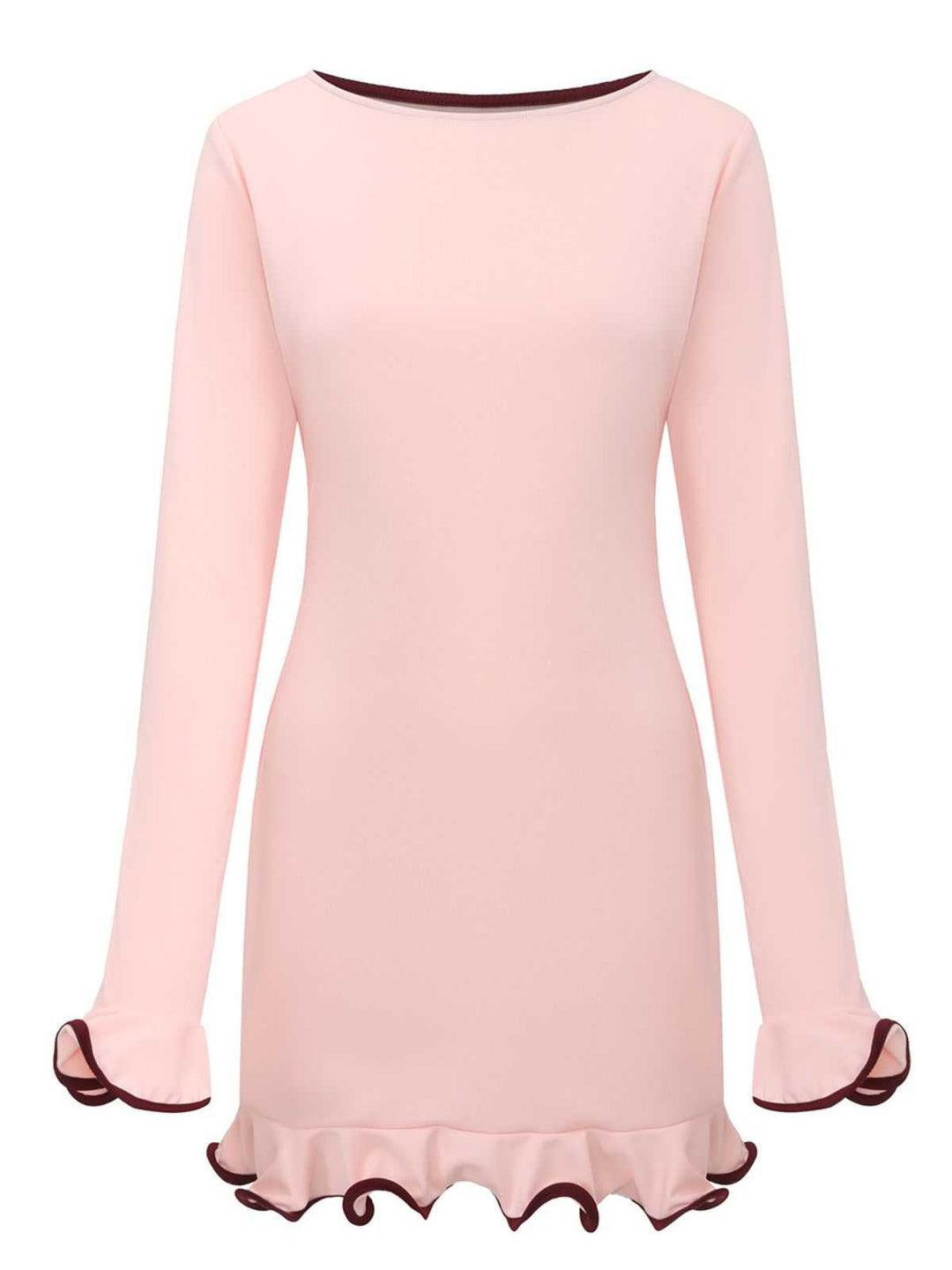 1960s Ruffle Hem Long Sleeve Dress - vintage dress, retro fashion