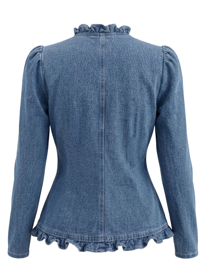 1960s Ruffle Denim Vintage Classic Top 6