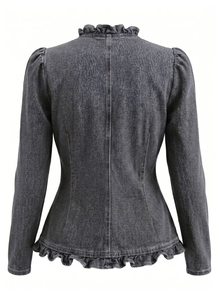 1960s Ruffle Denim Vintage Classic Top 2