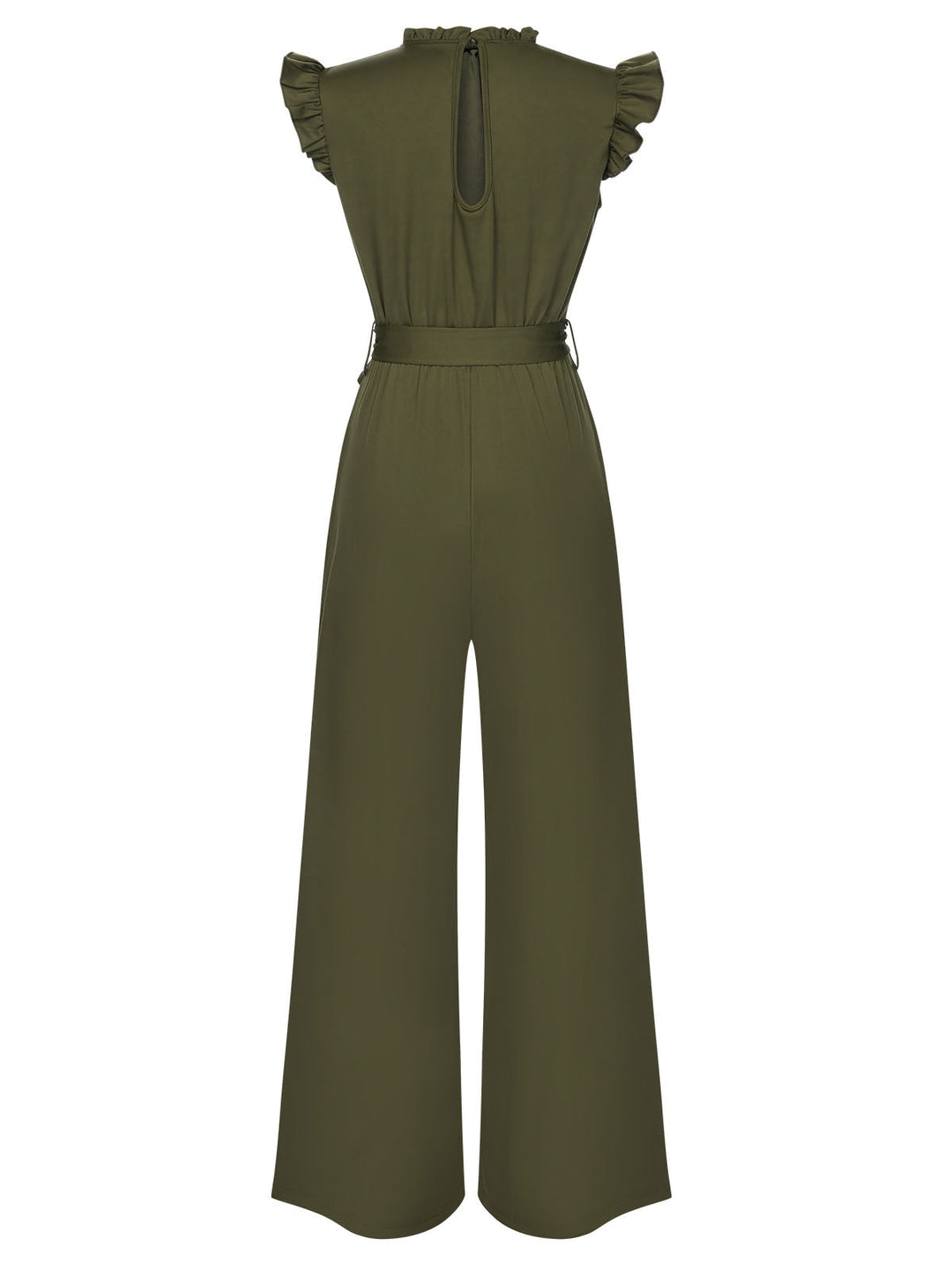 1960s Ruffles Sleeve High Waist Wide-Leg Belted Jumpsuit, vintage romper, retro jumpsuit - perfect for women who love vintage and retro fashion