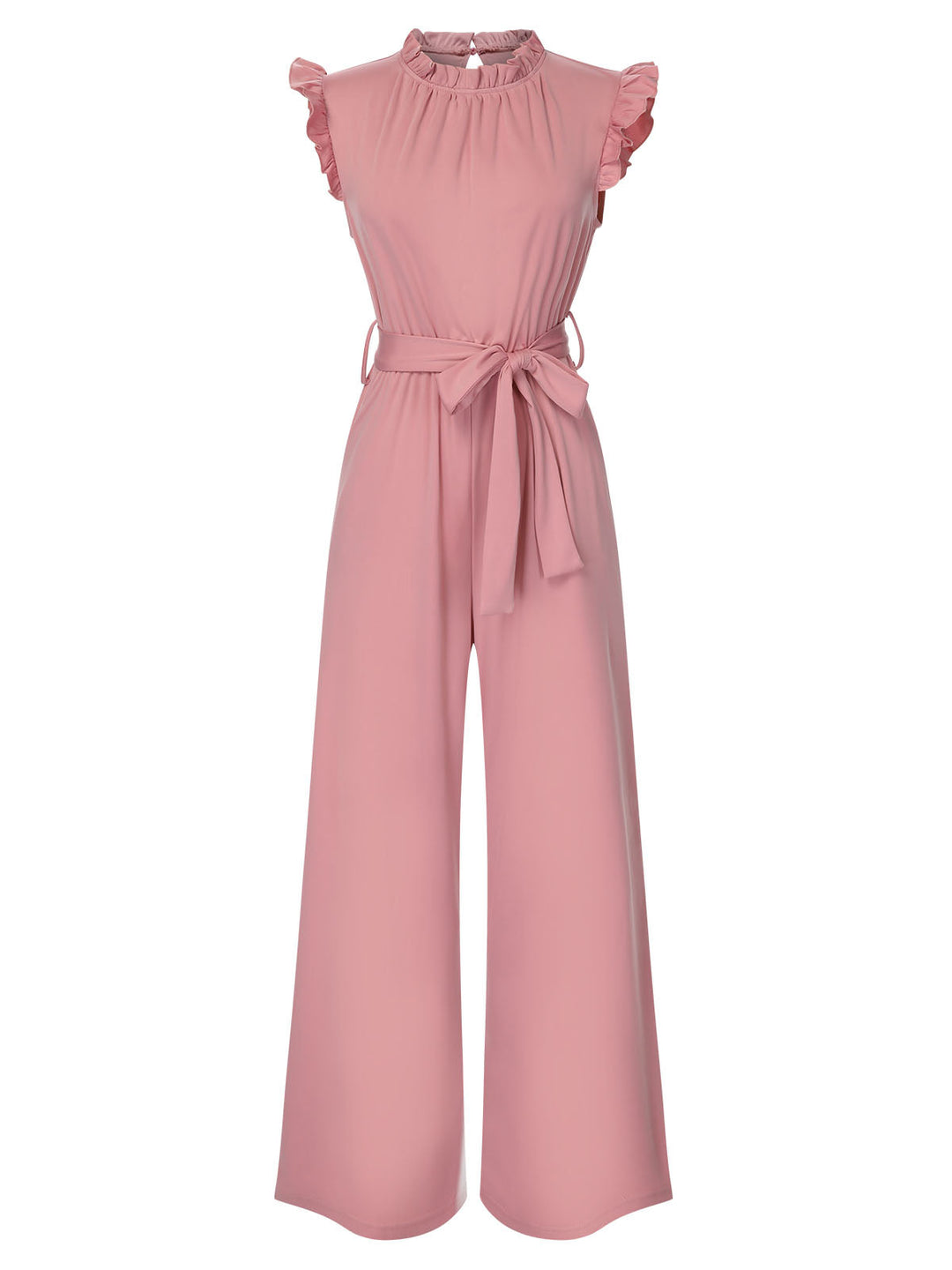 1960s Ruffles Sleeve High Waist Wide-Leg Belted Jumpsuit, vintage romper, retro jumpsuit - perfect for women who love vintage and retro fashion