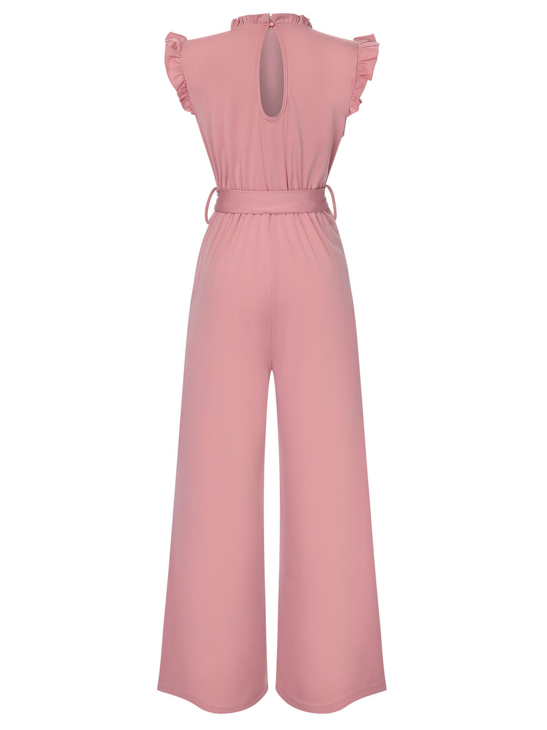 1960s Ruffles Sleeve High Waist Wide-Leg Belted Jumpsuit, vintage romper, retro jumpsuit - perfect for women who love vintage and retro fashion